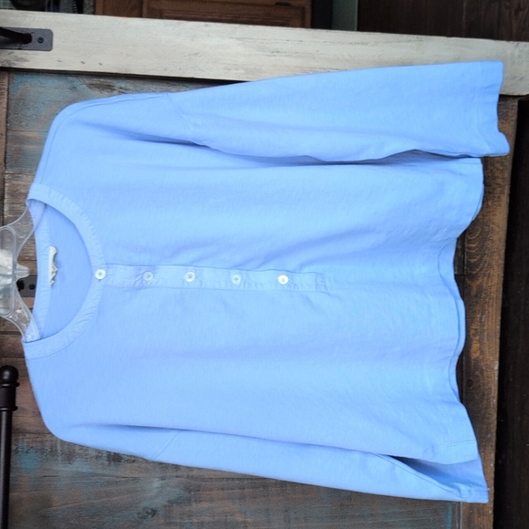 Madewell Light Blue Relaxed Fit Henley Long-Sleeve Tee - Women's Small - Picture 2 of 6